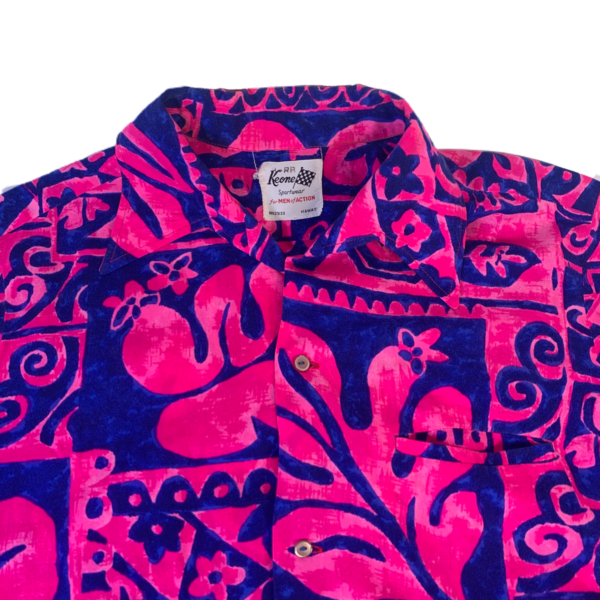 Vintage Keone Sportswear &quot;Open Collar&quot; Hawaii Long Sleeve Shirt