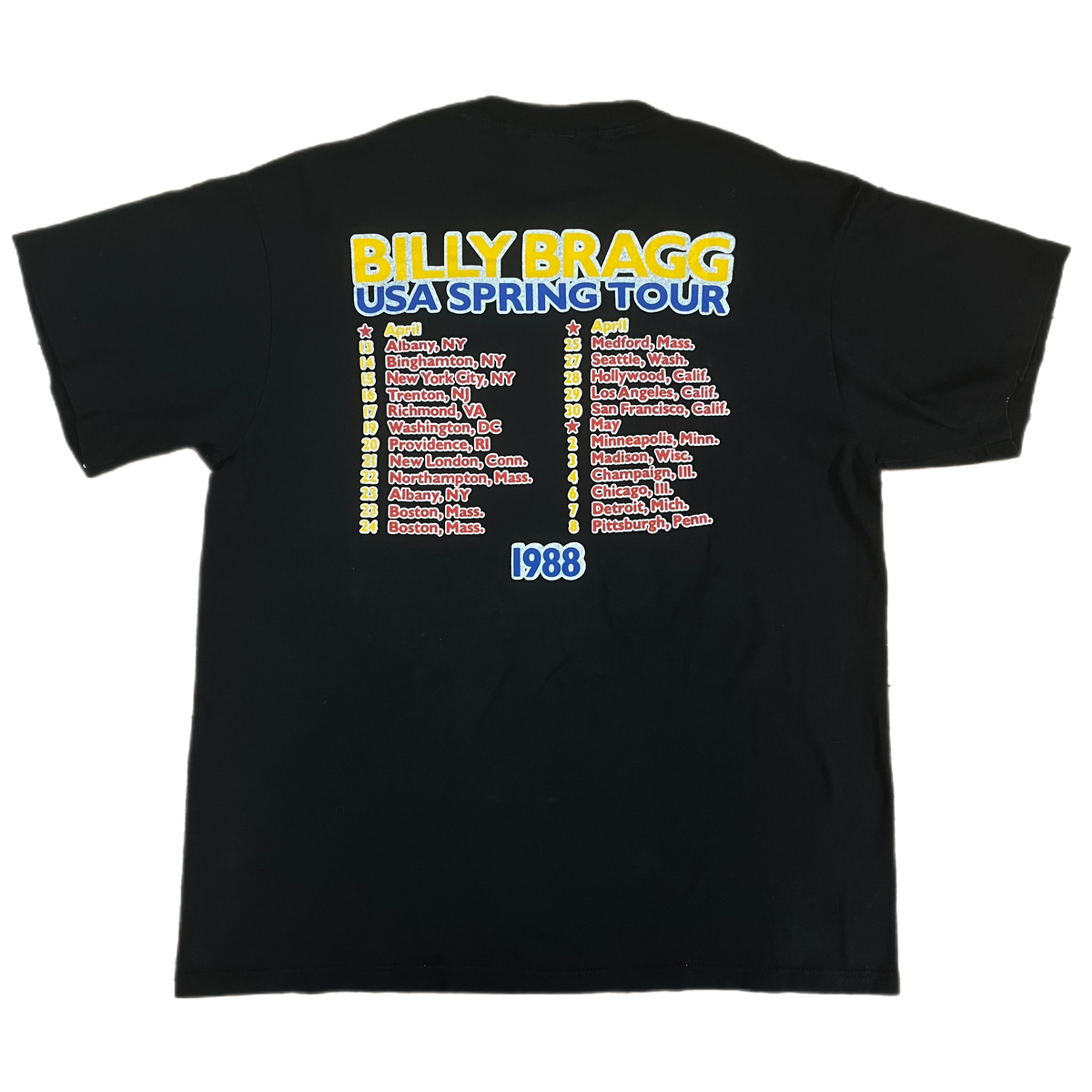 Vintage Billy Bragg &quot;USA &#39;88 Spring&quot; Tour T-Shirt