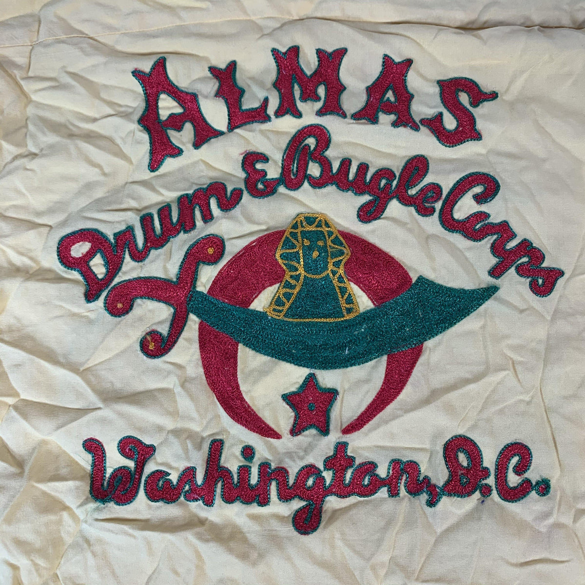 Vintage Drum &amp; Bugle Corps &quot;Washington, DC.&quot; Chain Stitch Rayon Button Up Shirt - jointcustodydc