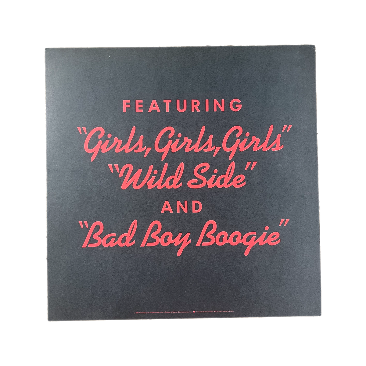 Vintage Mötley Crüe &quot;Girls, Girls, Girls&quot; Poster Flat