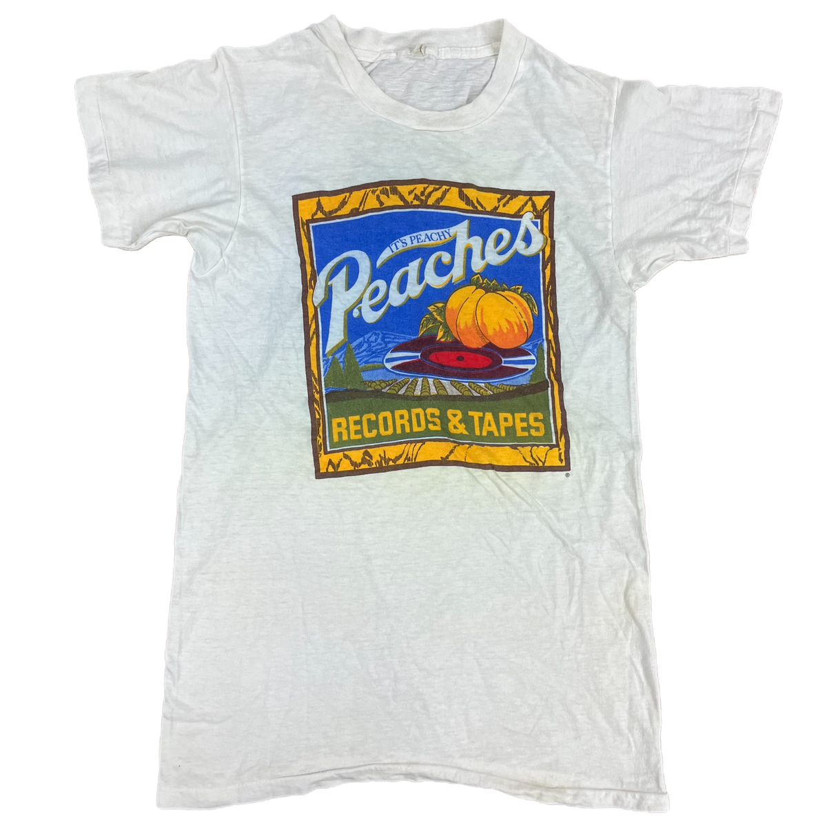Vintage Eddie Money &quot;Peaches Records &amp; Tapes&quot; Columbia Promotional T-Shirt