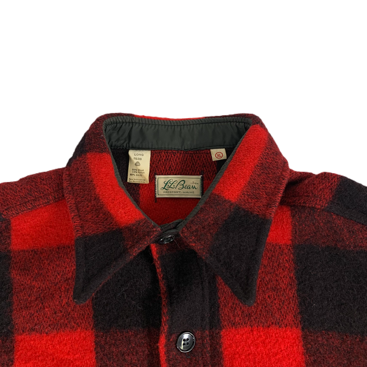 Vintage L.L. Bean Buffalo Plaid Cursive Heavy Wool Coat jointcustodydc