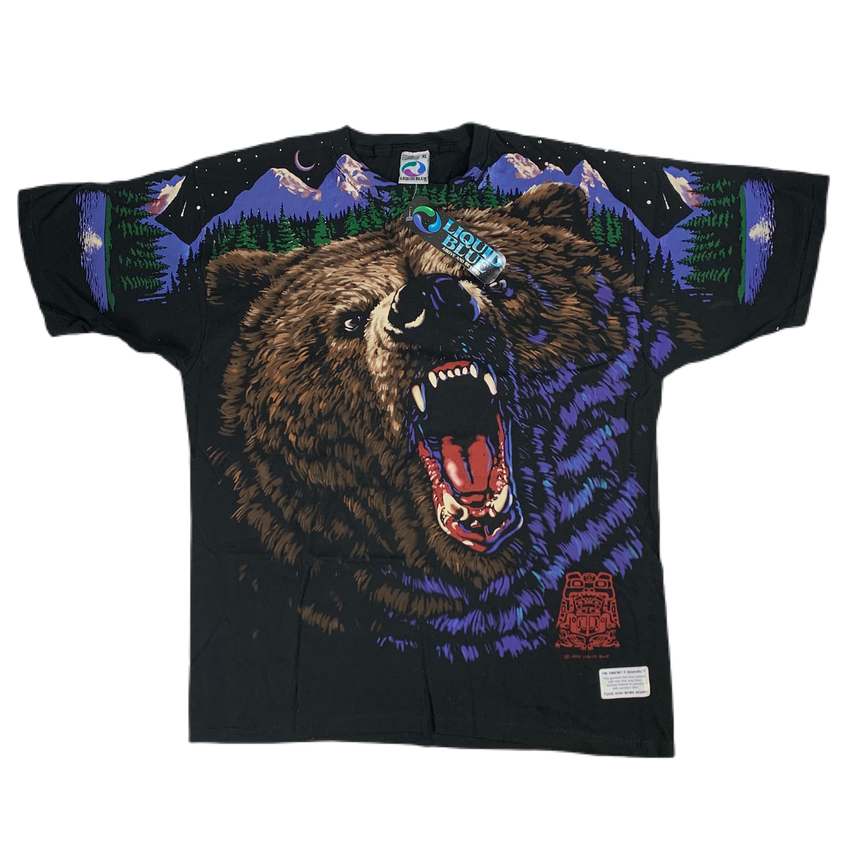 Vintage Liquid Blue &quot;Grizzly Bear&quot; All Over Print T-Shirt