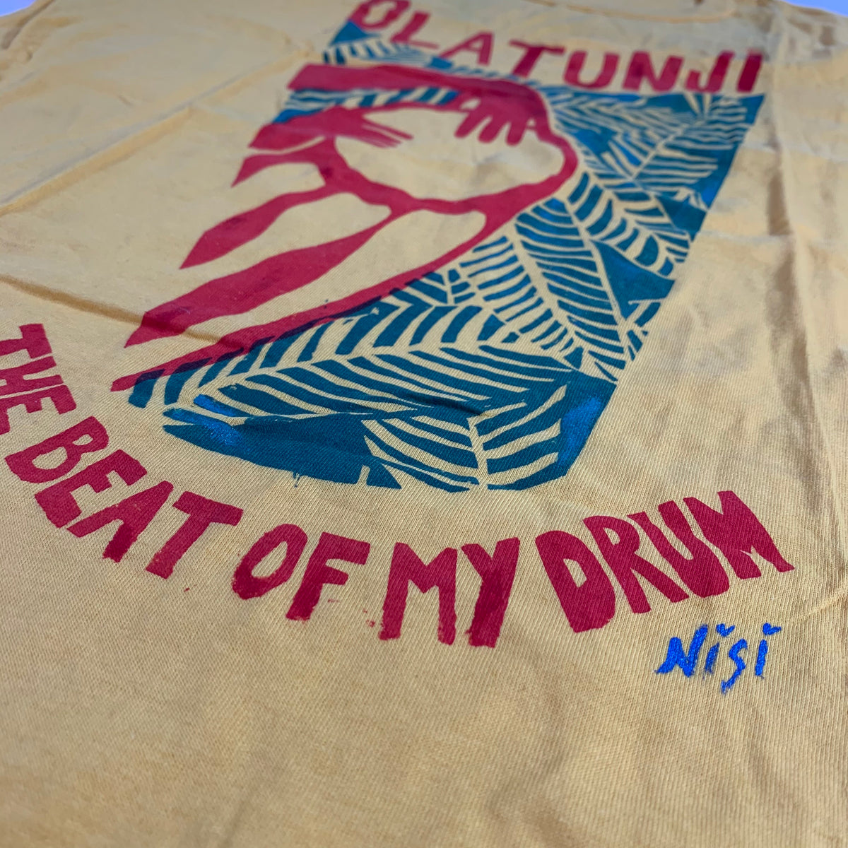 Vintage Olatunji &quot;The Beat Of My Drum&quot; Hand Painted T-Shirt