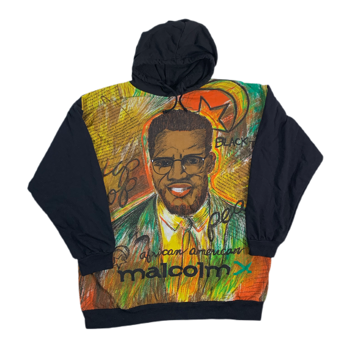 Vintage Malcolm X &quot;Pastel Portrait&quot; Hooded Sweatshirt
