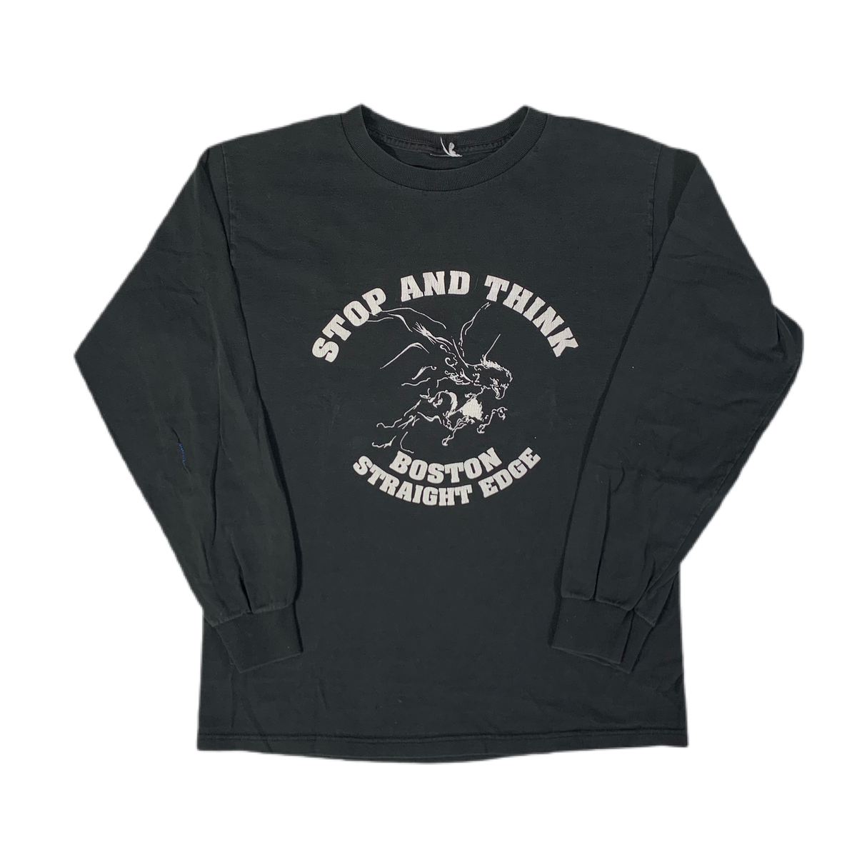 Vintage Stop And Think &quot;Boston Straight Edge&quot; Long Sleeve Shirt