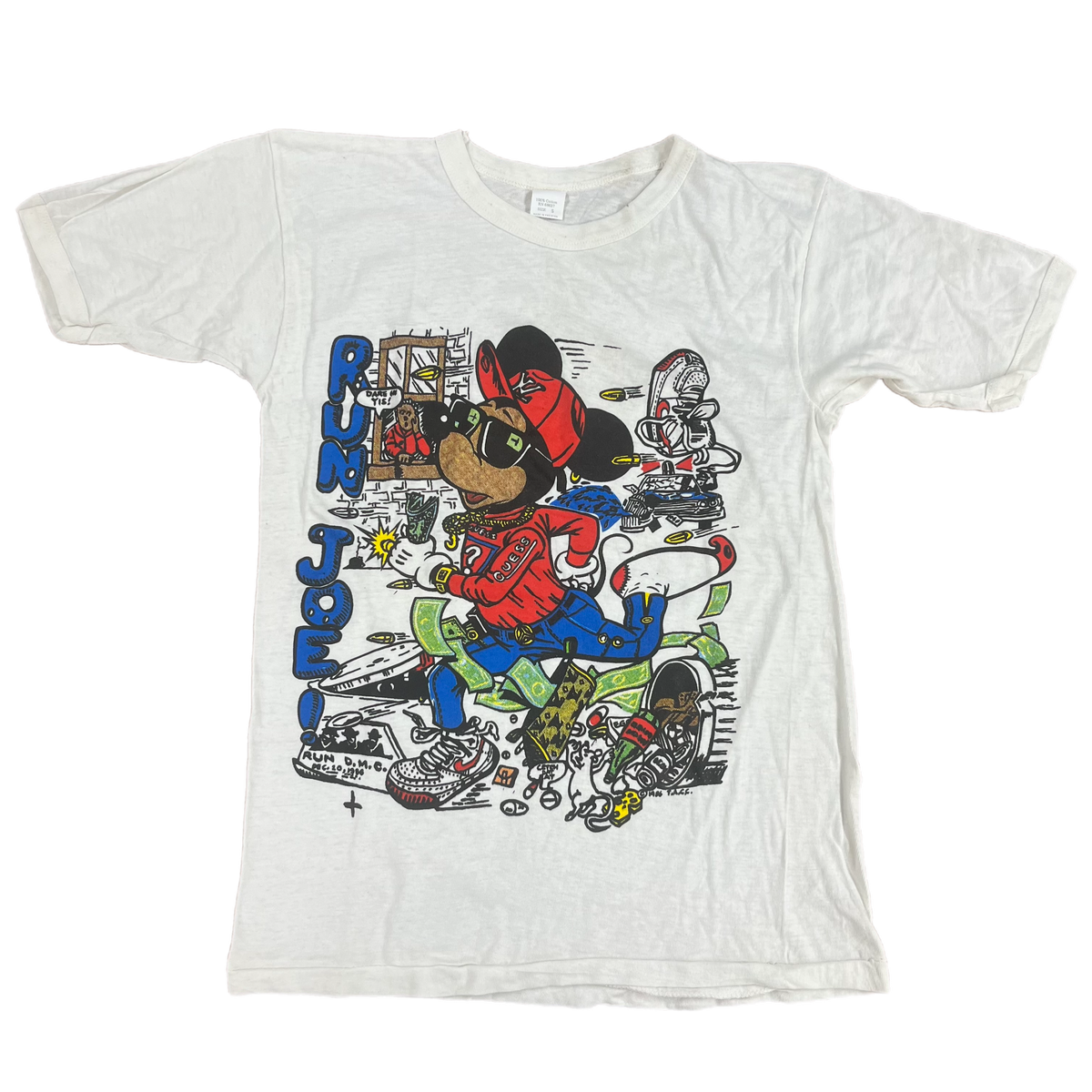 Vintage Mickey Mouse Fan Made &quot;Run Joe!&quot; T-Shirt