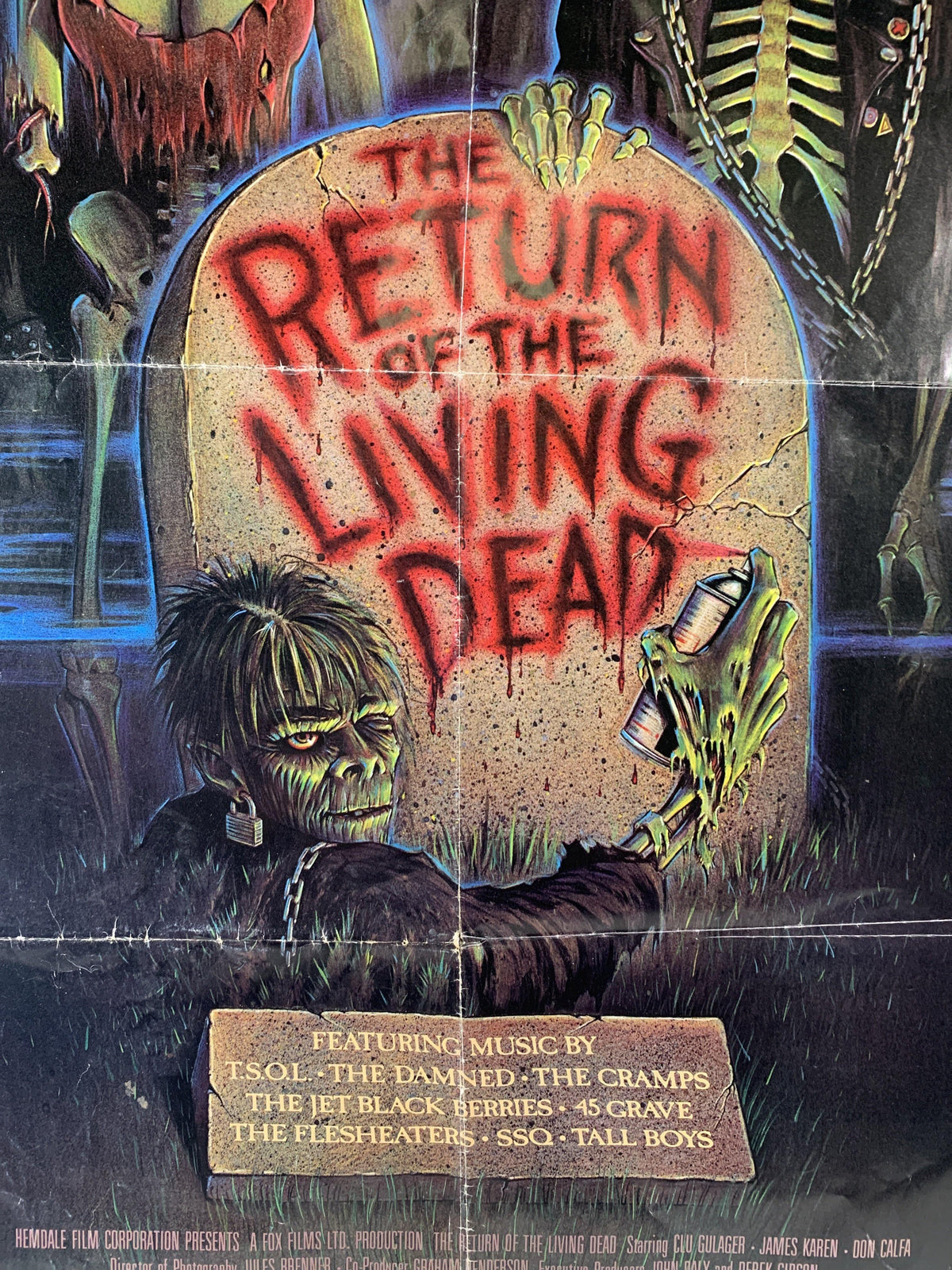Vintage Original 1985 The Return Of The Living Dead Thorn One Sheet Poster Detail