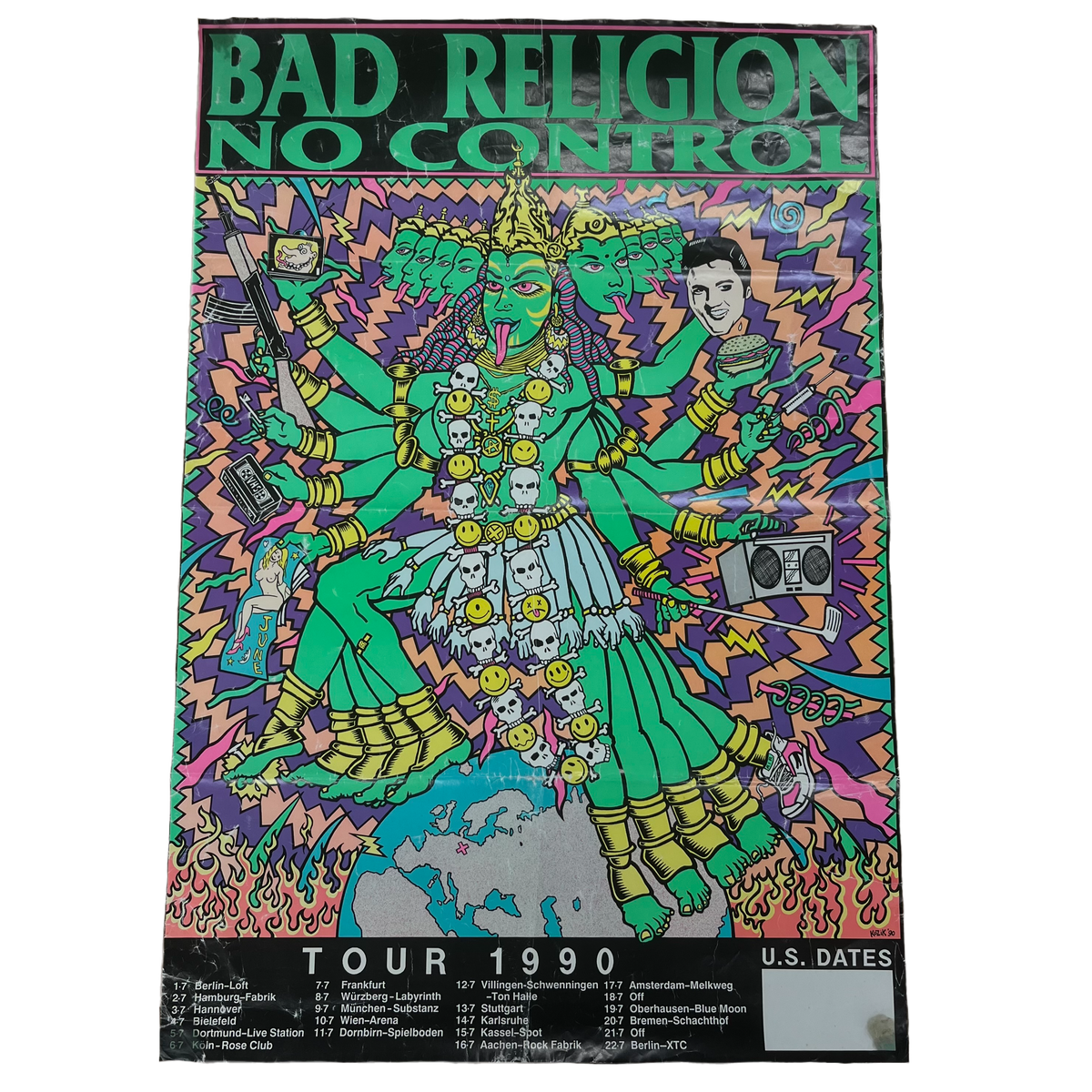Vintage Bad Religion &quot;No Control&quot; Frank Kozik Tour Poster