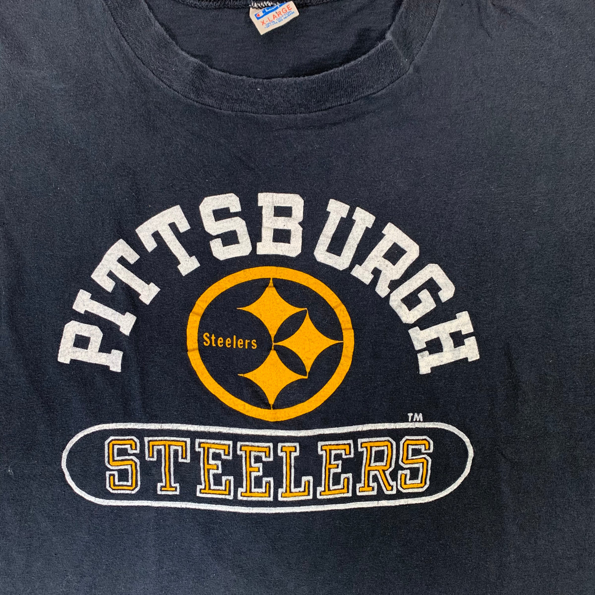 Vintage Pittsburgh Steelers &quot;Champion Blue Bar&quot; T-Shirt
