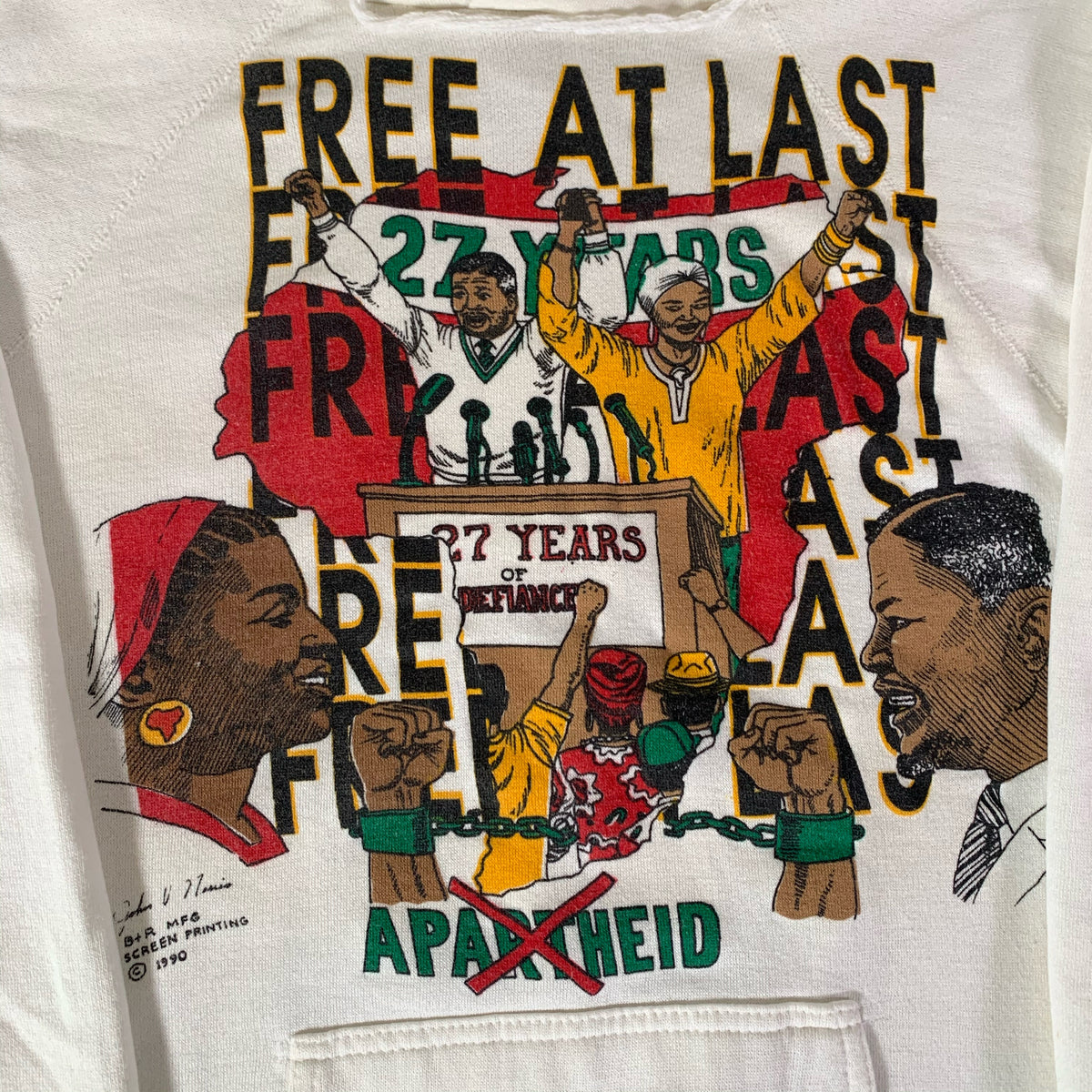 Vintage South Africa Apartheid &quot;Free At Last&quot; Hooded Sweatshirt