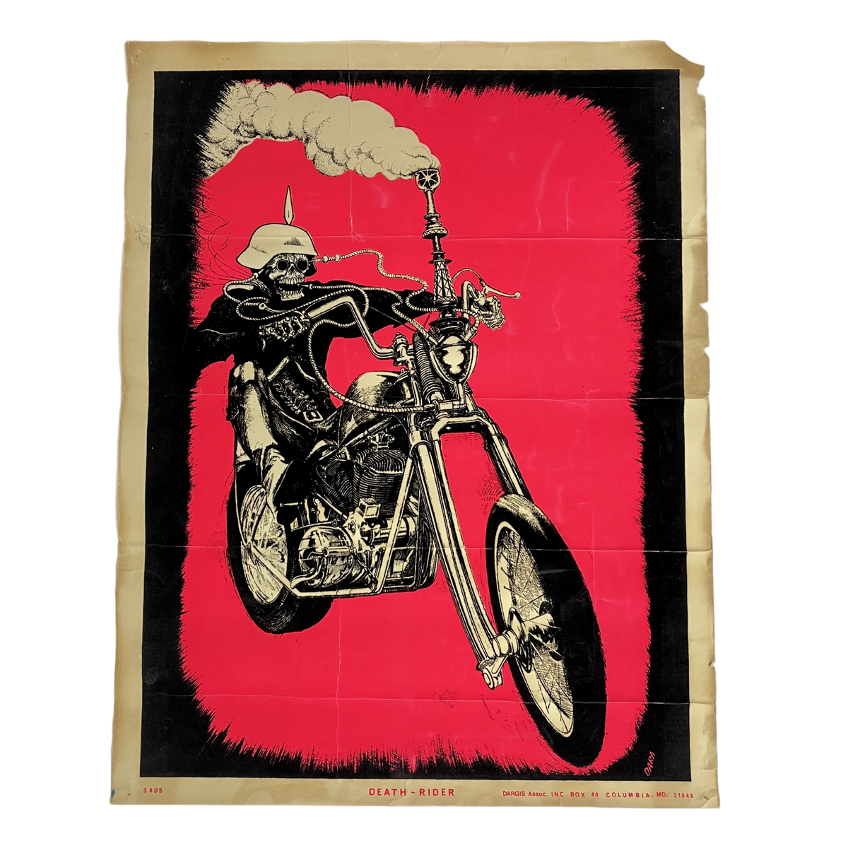 Vintage Bob Dara &quot;Death-Rider&quot; Black Light Poster