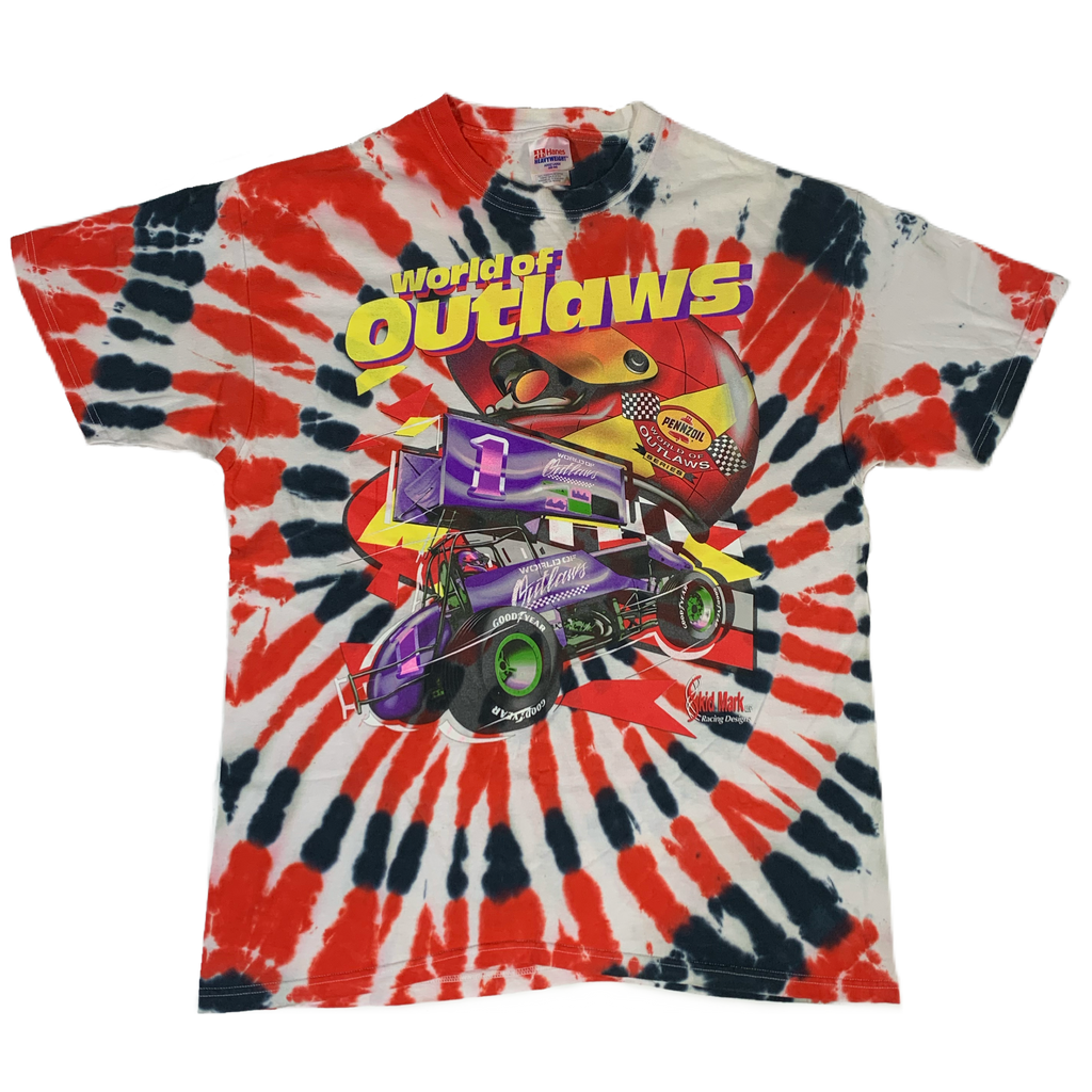 Vintage Dirt Track Sprint Car “World Of Outlaws” Tie-Dye T-Shirt