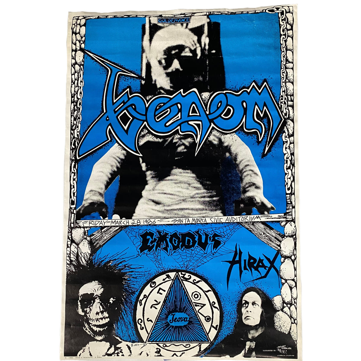 Vintage Venom Exodus Hirax &quot;Santa Monica Civic Auditorium&quot; 1986 Poster