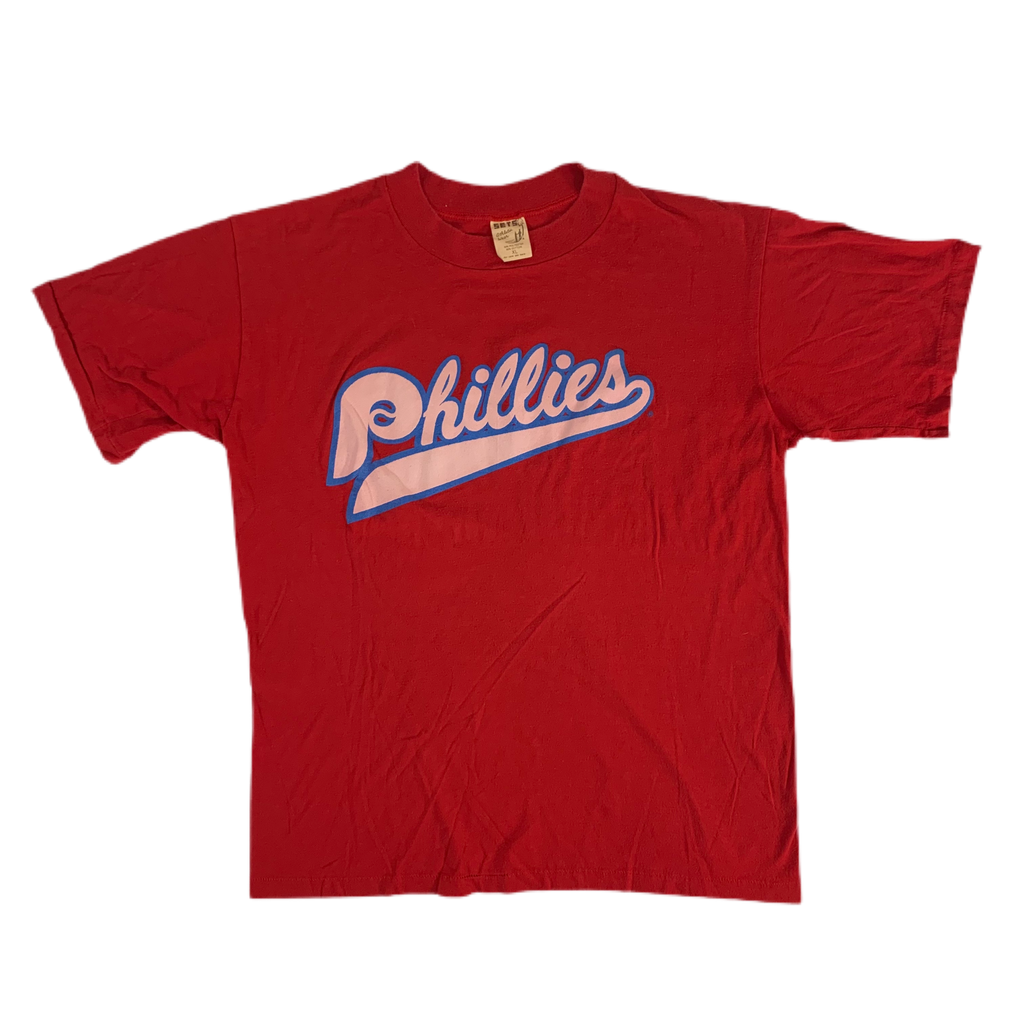 Philadelphia Phillies Text logo Distressed Vintage logo T-shirt 6
