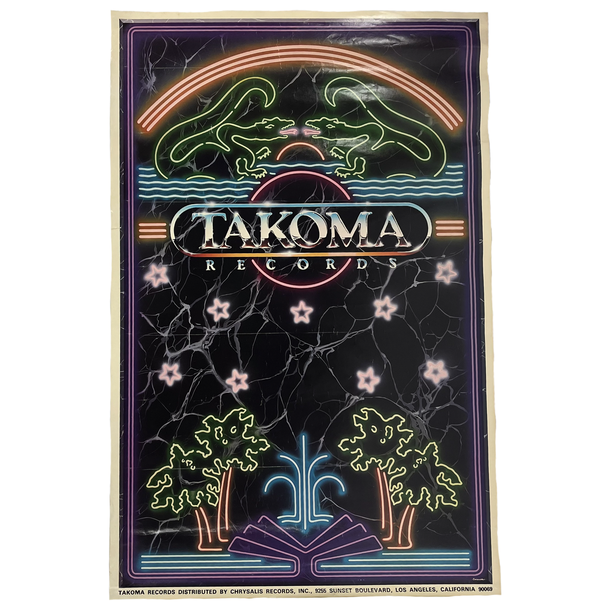 Vintage Takoma Records &quot;Neon&quot; Chrysalis Poster