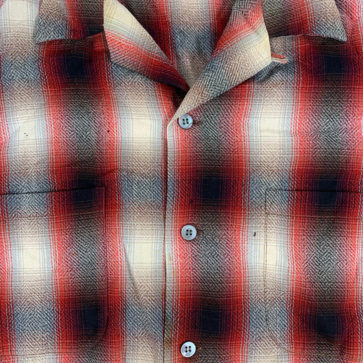 Vintage Game And Lake &quot;Shadow Plaid&quot; Wool Loop Collar Shirt