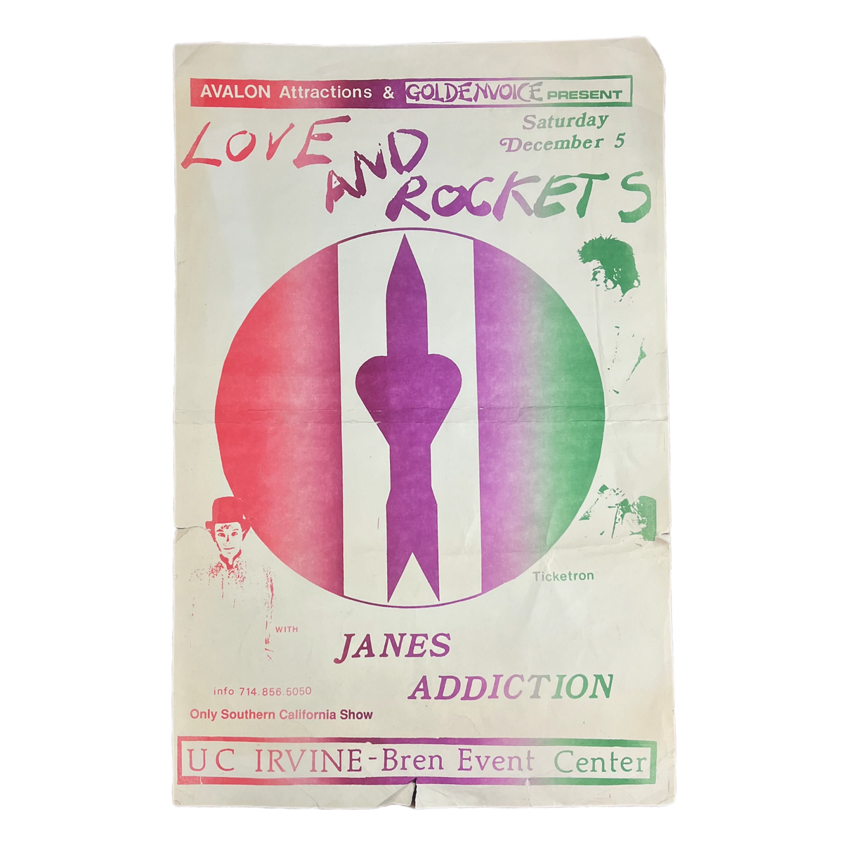 Vintage Love And Rockets Janes Addiction &quot;UC Irvine&quot; Goldenvoice Flyer
