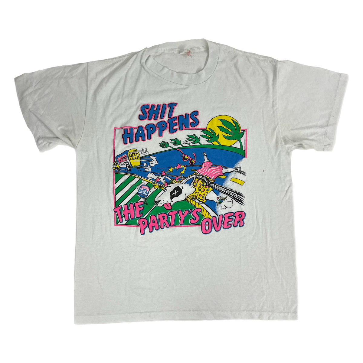 Vintage Spuds Mackenzie &quot;The Party&#39;s Over&quot; Puffy ink T-Shirt