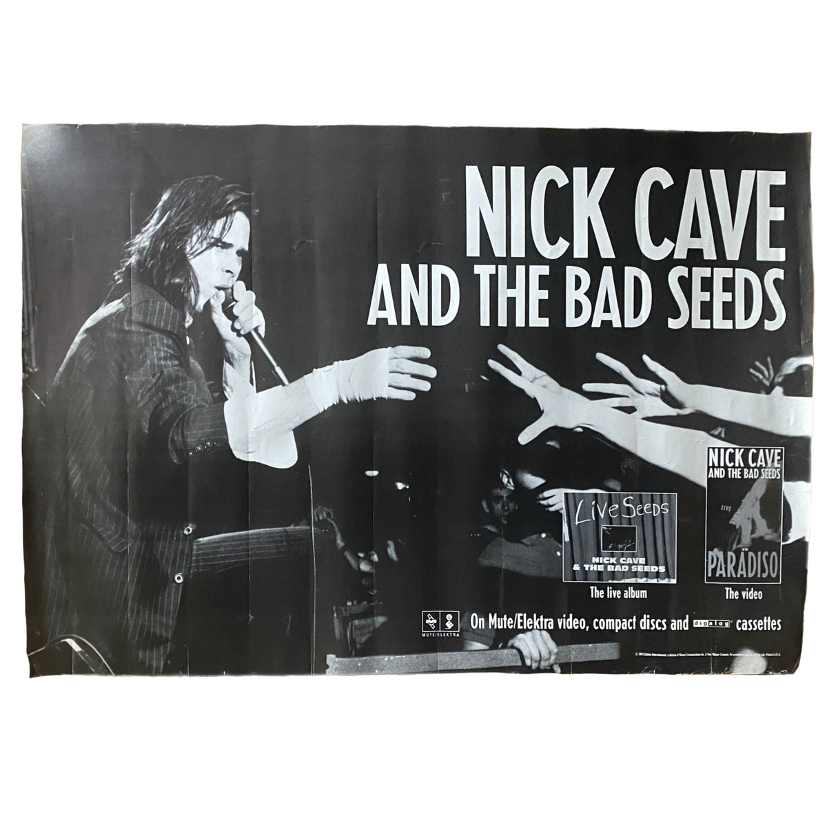 Vintage Nick Cave And The Bad Seeds &quot;Live Seeds/Paradiso&quot; Mute/Elektra Records Poster