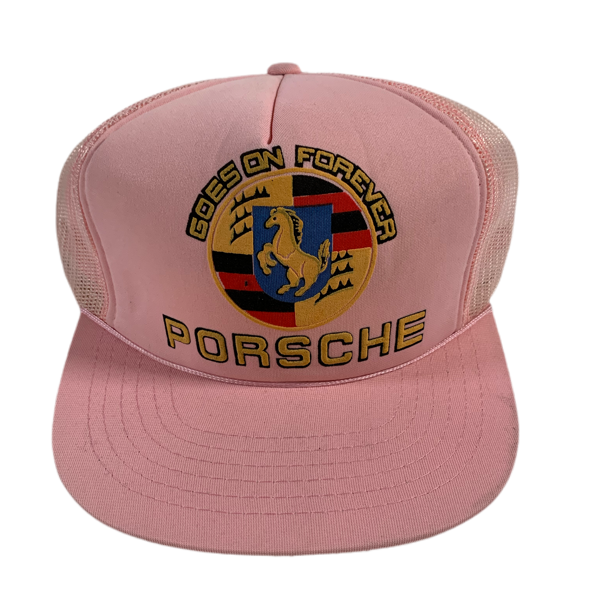 Vintage Porsche &quot;Goes On Forever&quot; Puffy Ink Trucker Hat