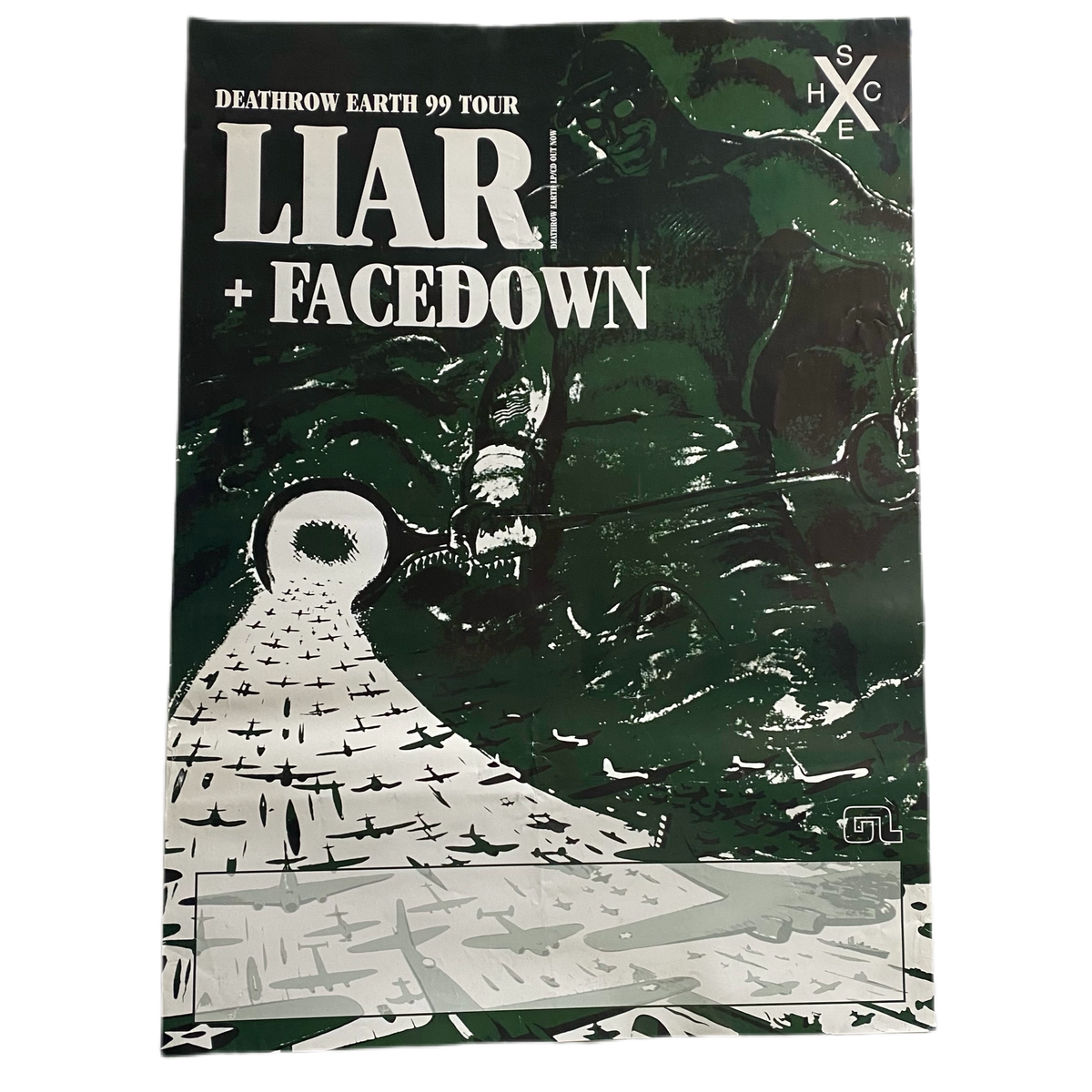 Vintage Liar And Facedown &quot;Deathrow Earth 99 Tour&quot; Good Life Recordings Poster