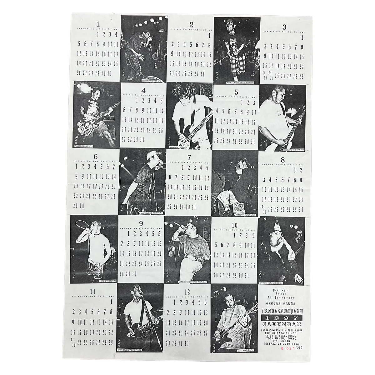 Vintage Handa&amp;Company &quot;1997&quot; Tokyo Hardcore Calendar