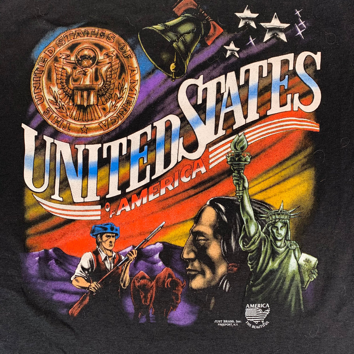 Vintage Just Brass 3D Emblem &quot;United States&quot; T-Shirt