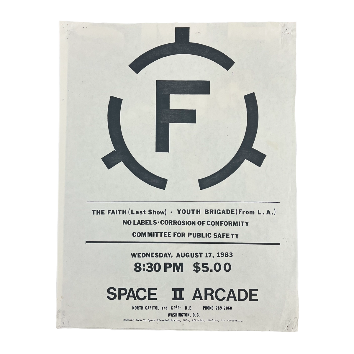 Vintage The Faith &quot;Last Show&quot; 1983 Space II Arcade Flyer