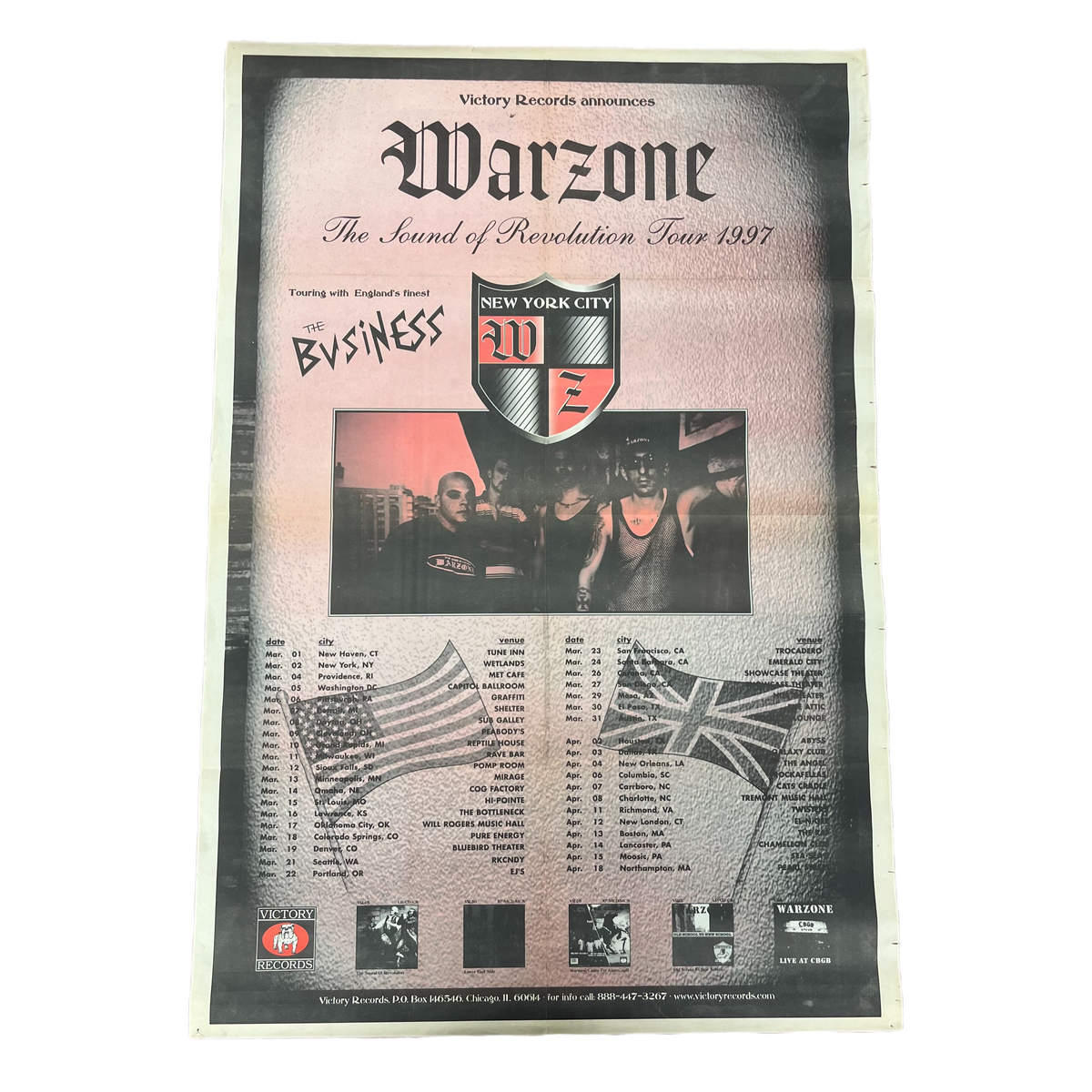 Vintage Warzone &quot;The Sound Of Revolution&quot; The Business Double Sided Tour Poster Cause For Alarm Bloodlet