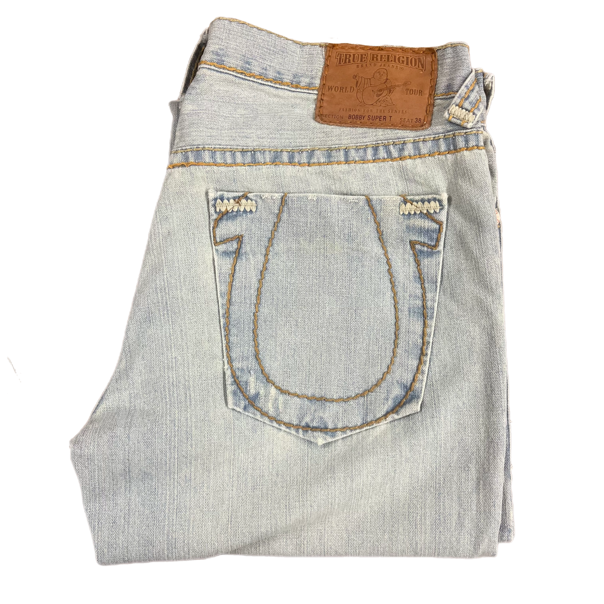 True Religion &quot;Bobby Super T&quot; 37X31 Made In USA Light Wash Jeans