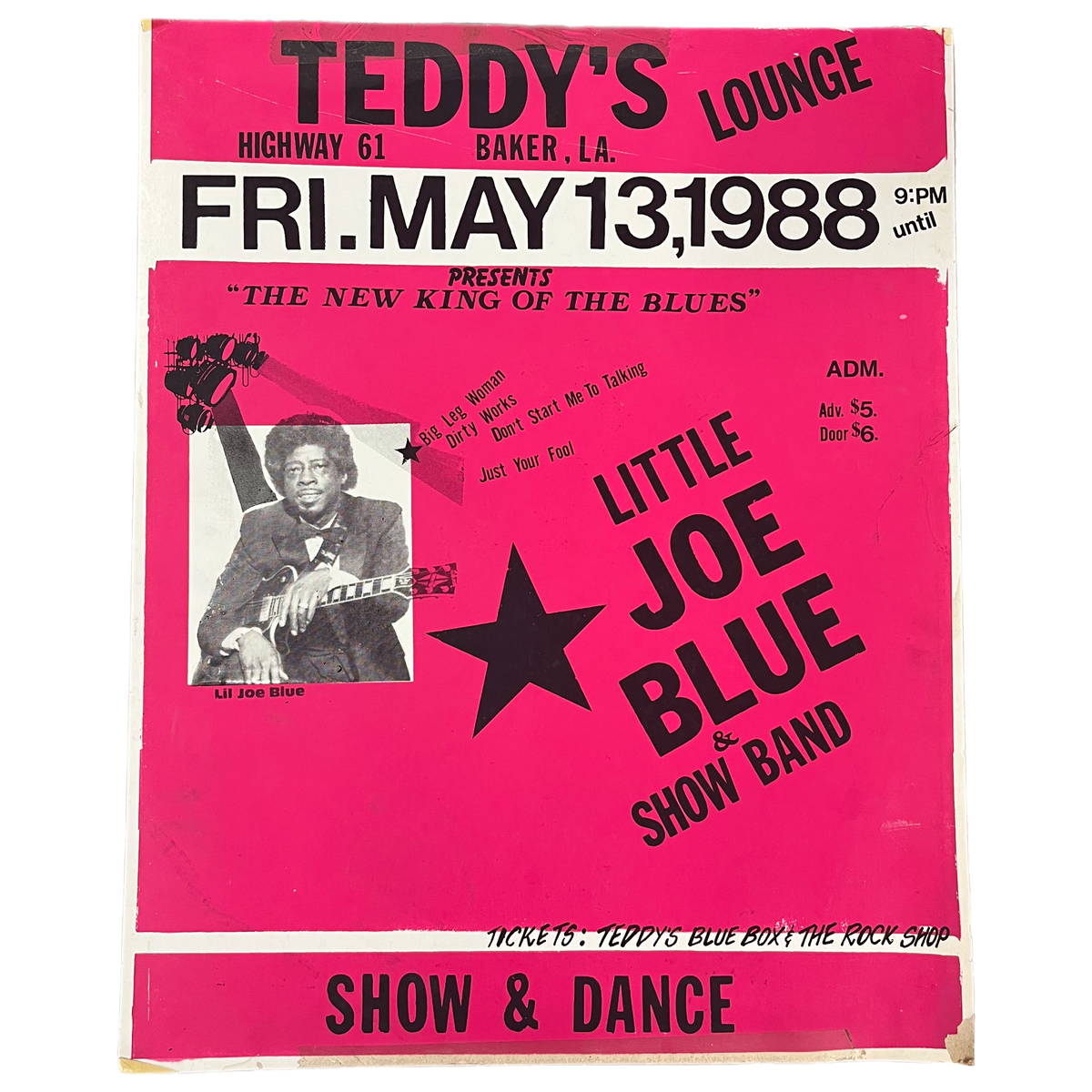 Vintage Teddy&#39;s Lounge Little Joe Blue &amp; Show Band &quot;Show &amp; Dance&quot; Poster