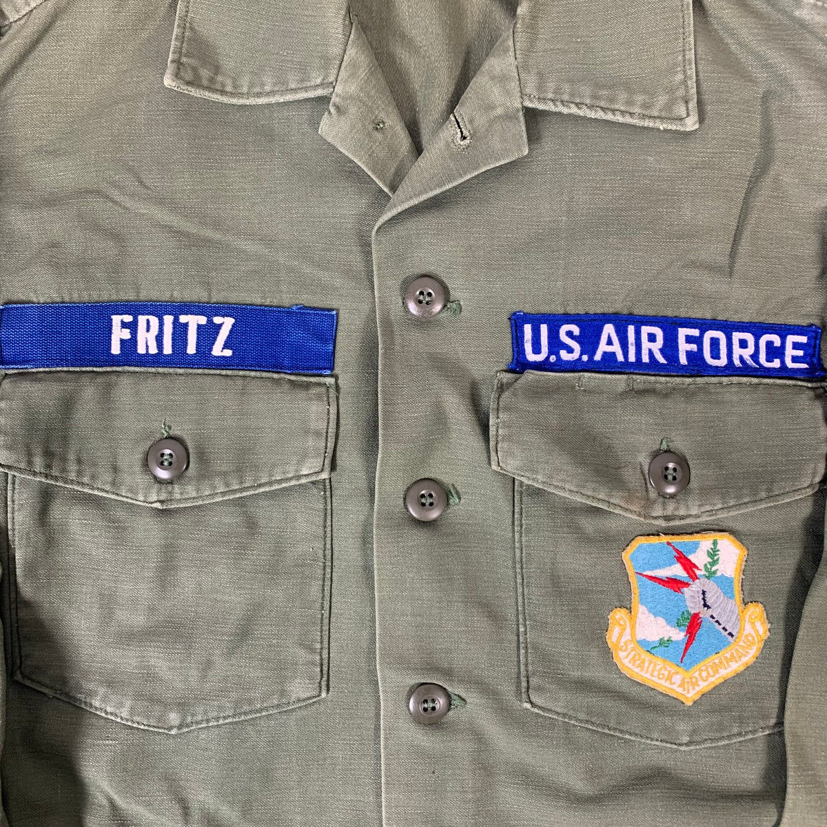 Vintage US Air Force Sateen &quot;OG-107&quot; 15 1/2 X 33 Utility Shirt