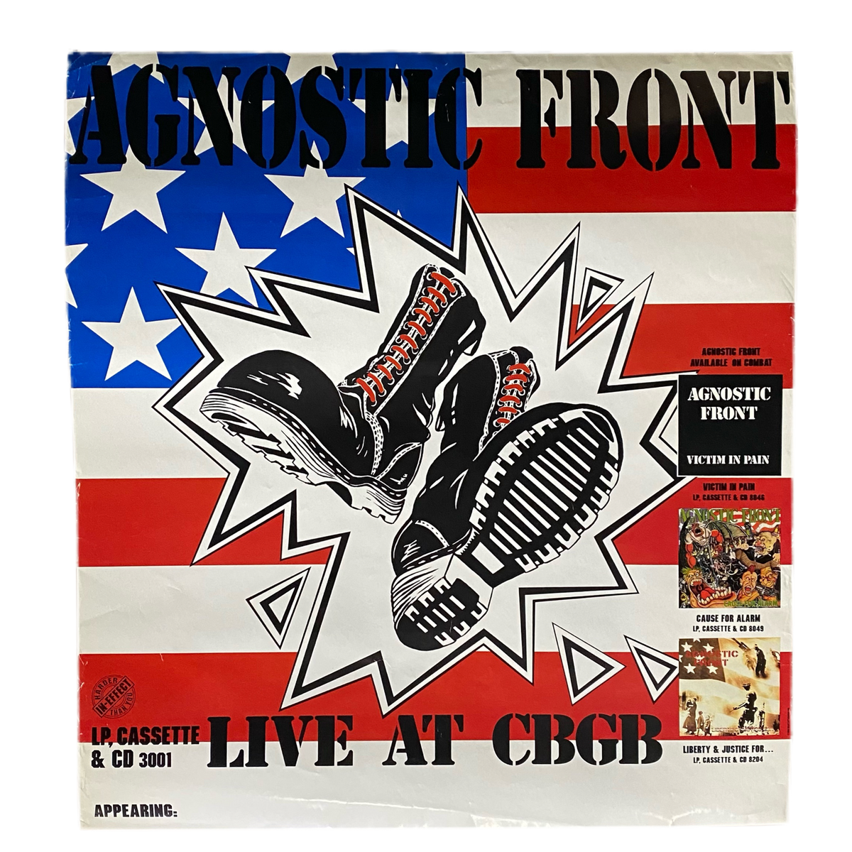Vintage Agnostic Front &quot;Live At CBGB&quot; In Effect Records Poster