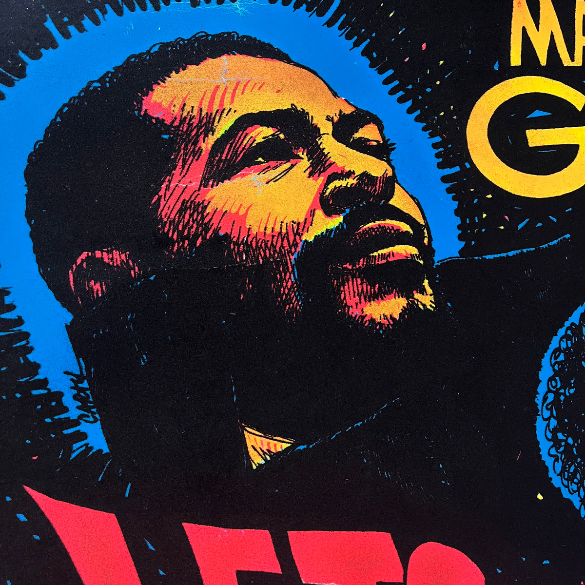 Vintage Marvin Gaye &quot;Let&#39;s Get It On&quot; Black Light Poster