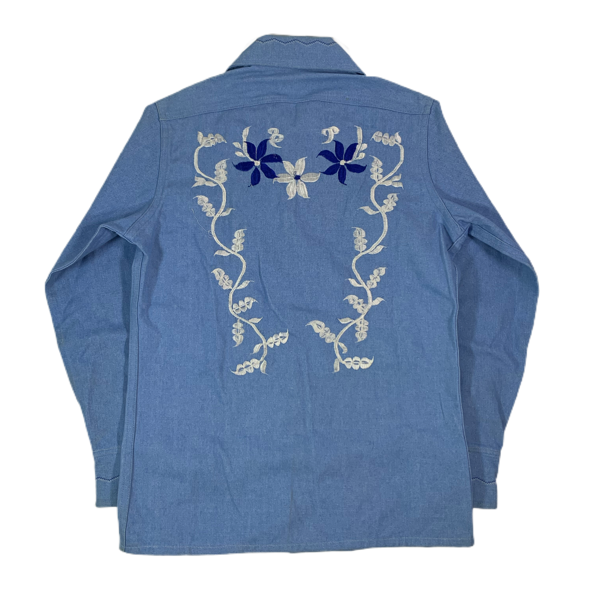 Vintage Embroidered Western Chambray “Made In Mexico” Pearl Snap Shirt - jointcustodydc