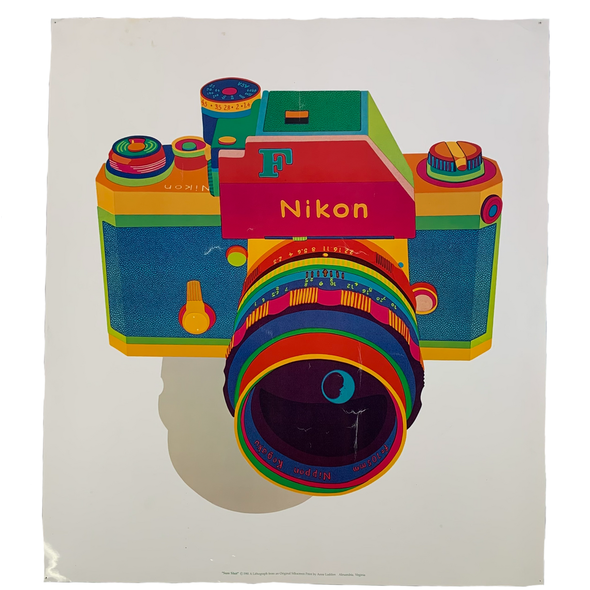 Vintage Anne Laddon &quot;Sure Shot Nikon 1981&quot; Lithograph