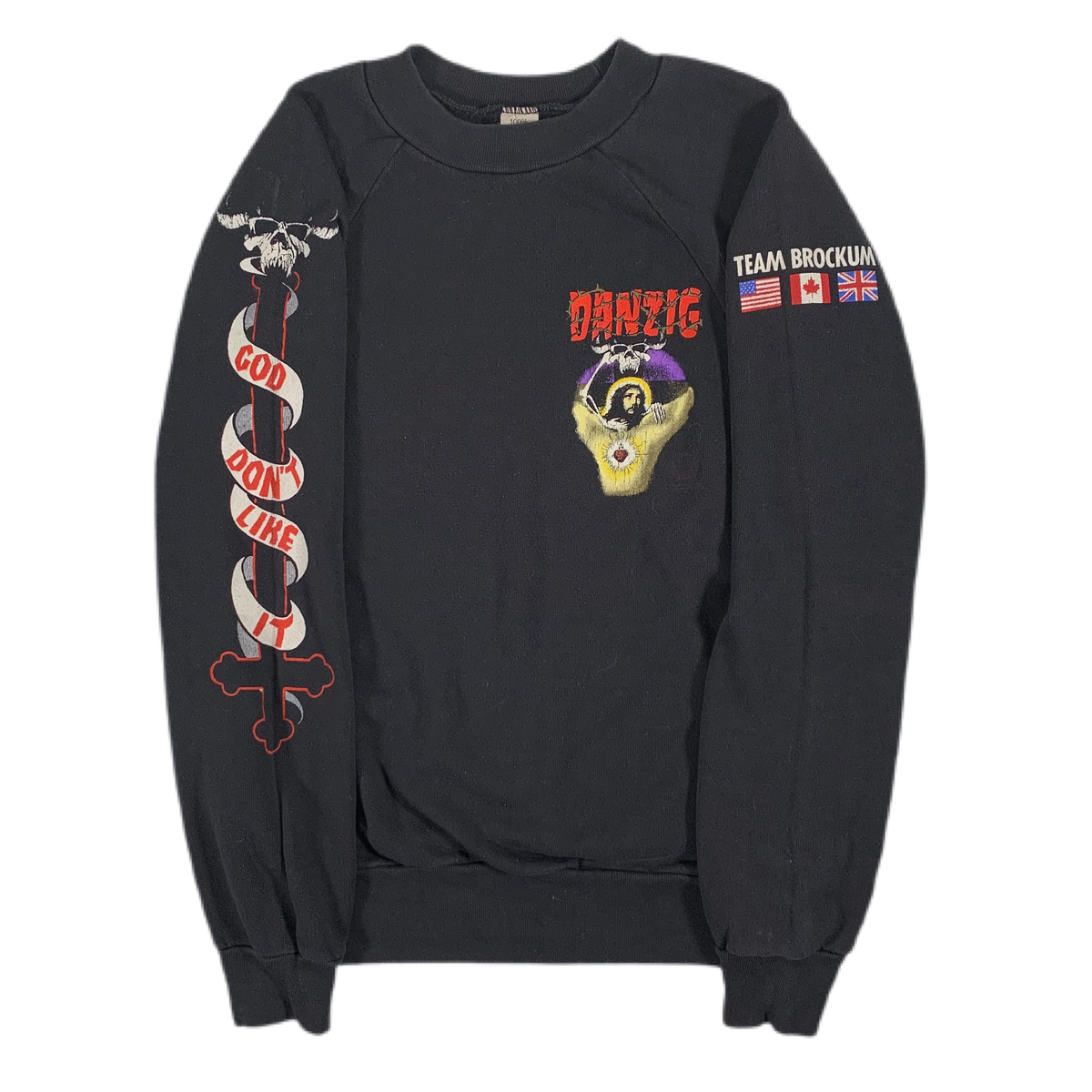 Vintage Danzig &quot;God Don&#39;t Like It&quot; Team Brockum Raglan Sweatshirt