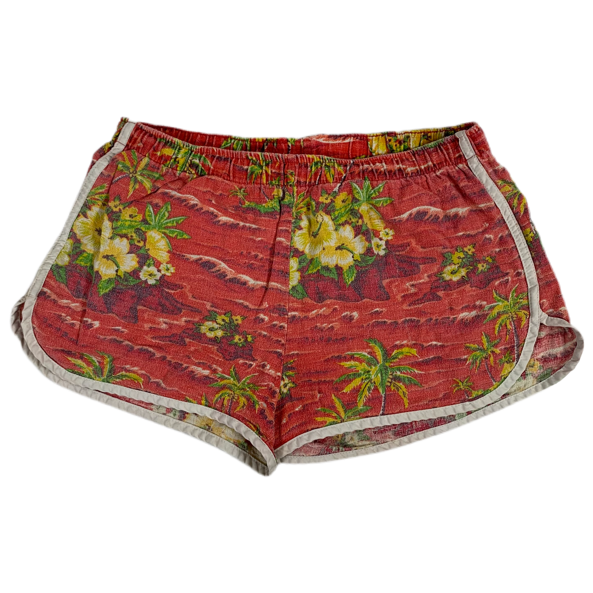 Vintage Hawaiian Floral &quot;Cotton&quot; Swimming Trunks