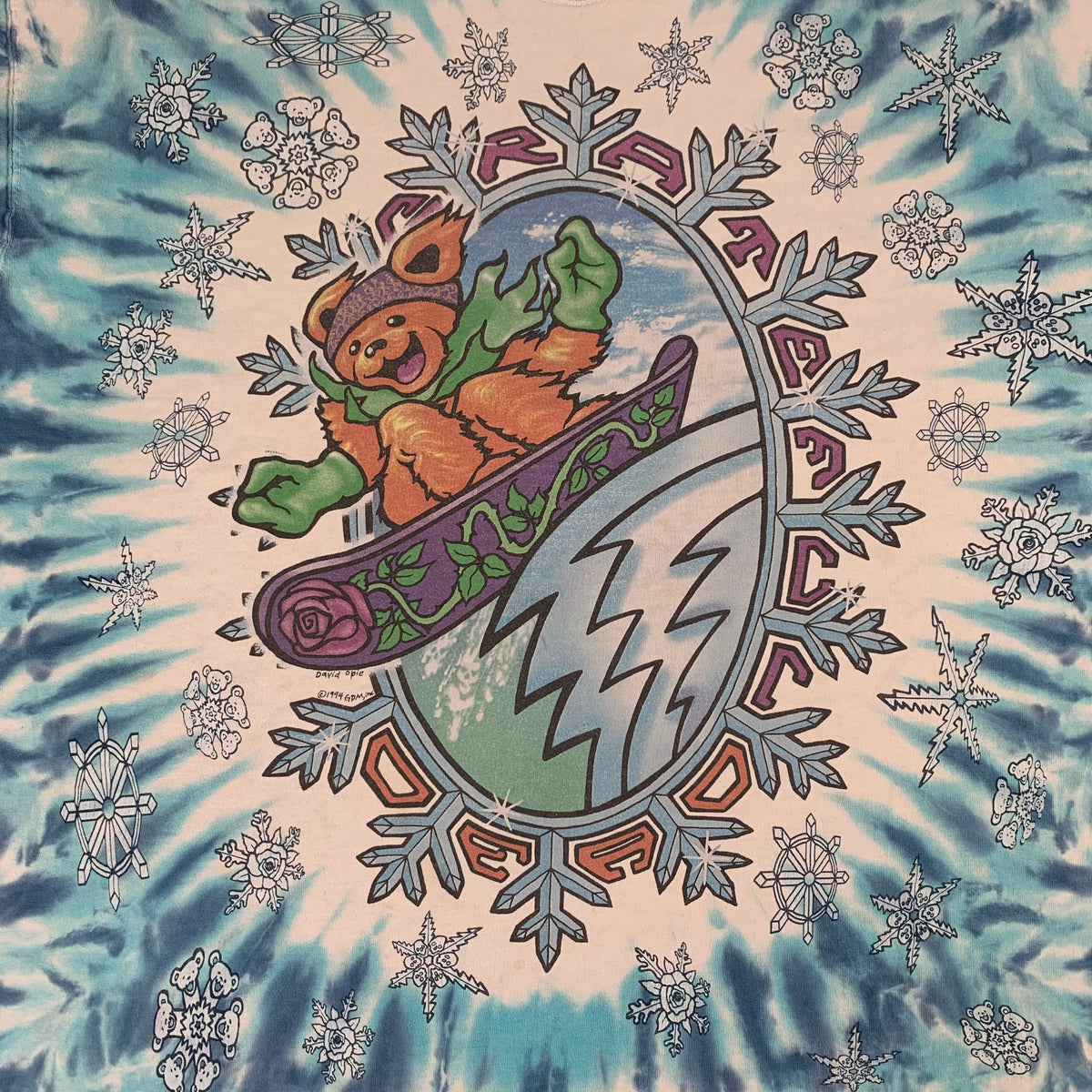 Vintage Grateful Dead &quot;Snow&quot; David Opie Tie Dye T-Shirt
