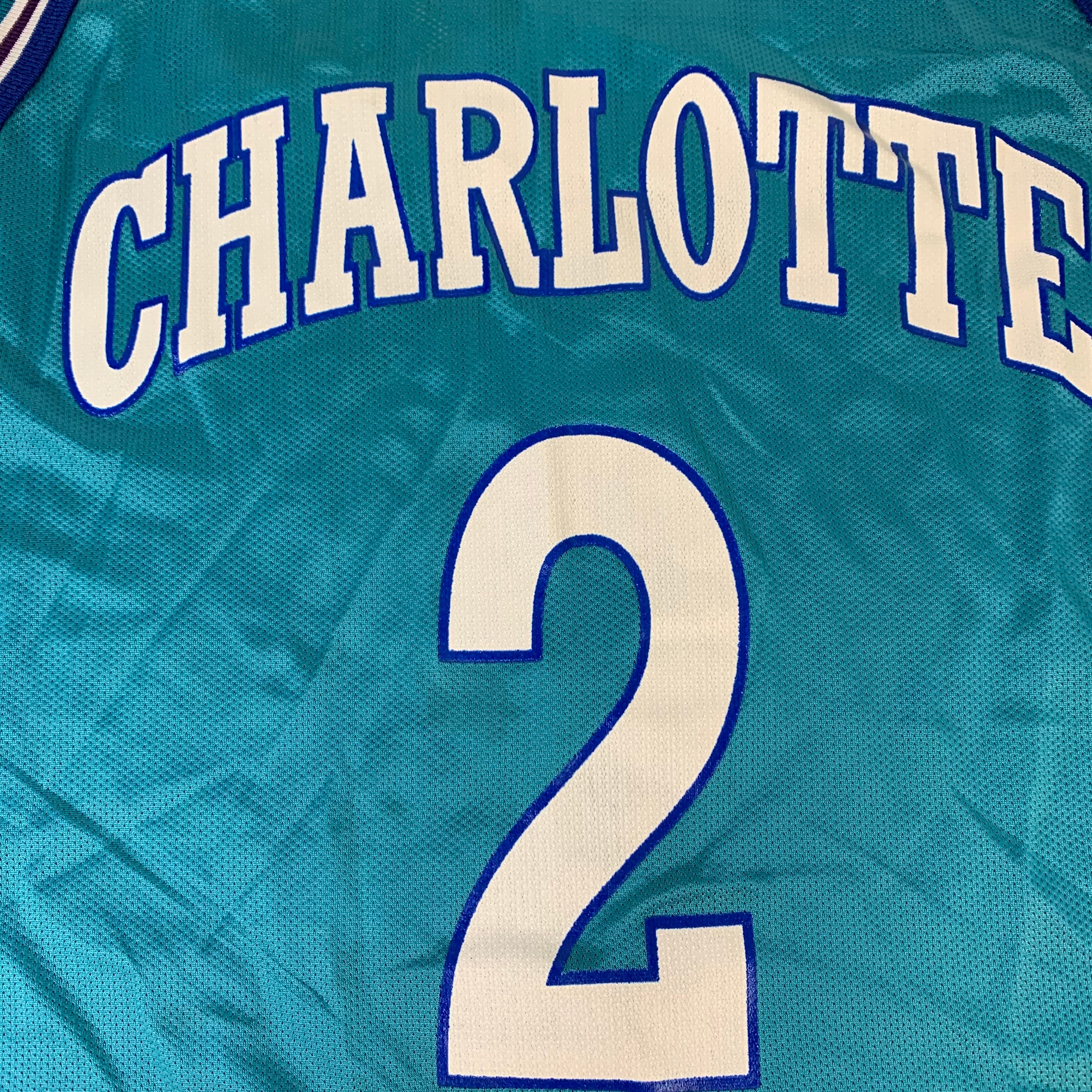 Vintage Early 90s Champion Charlotte Hornets Larry Johnson Sz 40