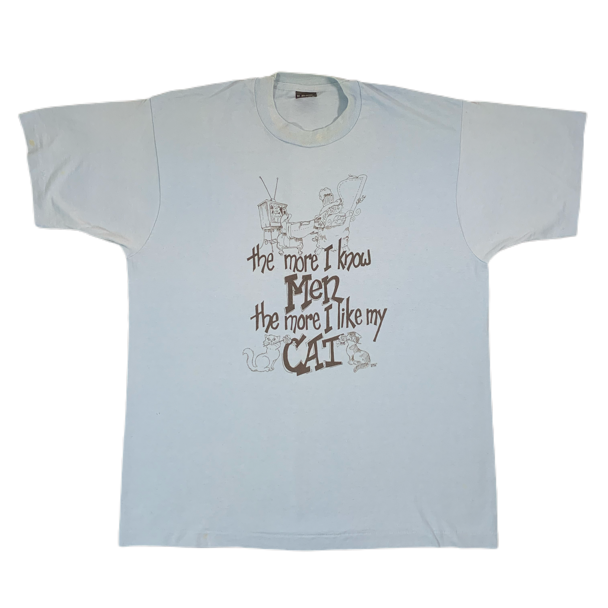 Vintage The More I Know Men “The More I Like My Cat” T-Shirt - jointcustodydc