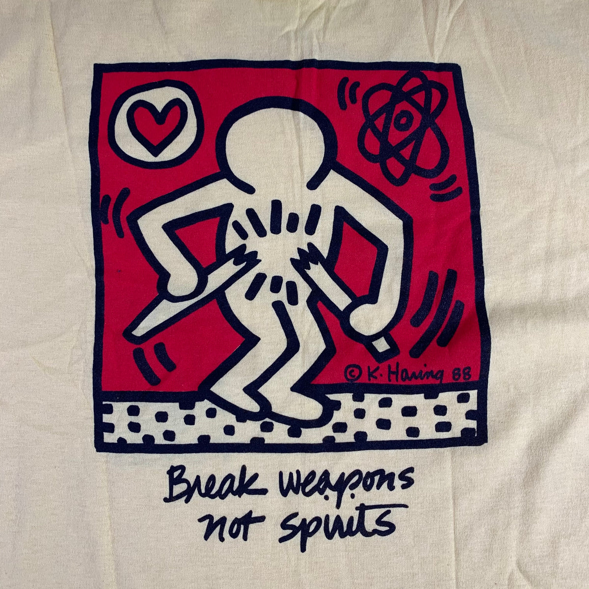 Vintage March For Peace &quot;Keith Haring&quot; Break Weapons Not Spirits T-Shirt