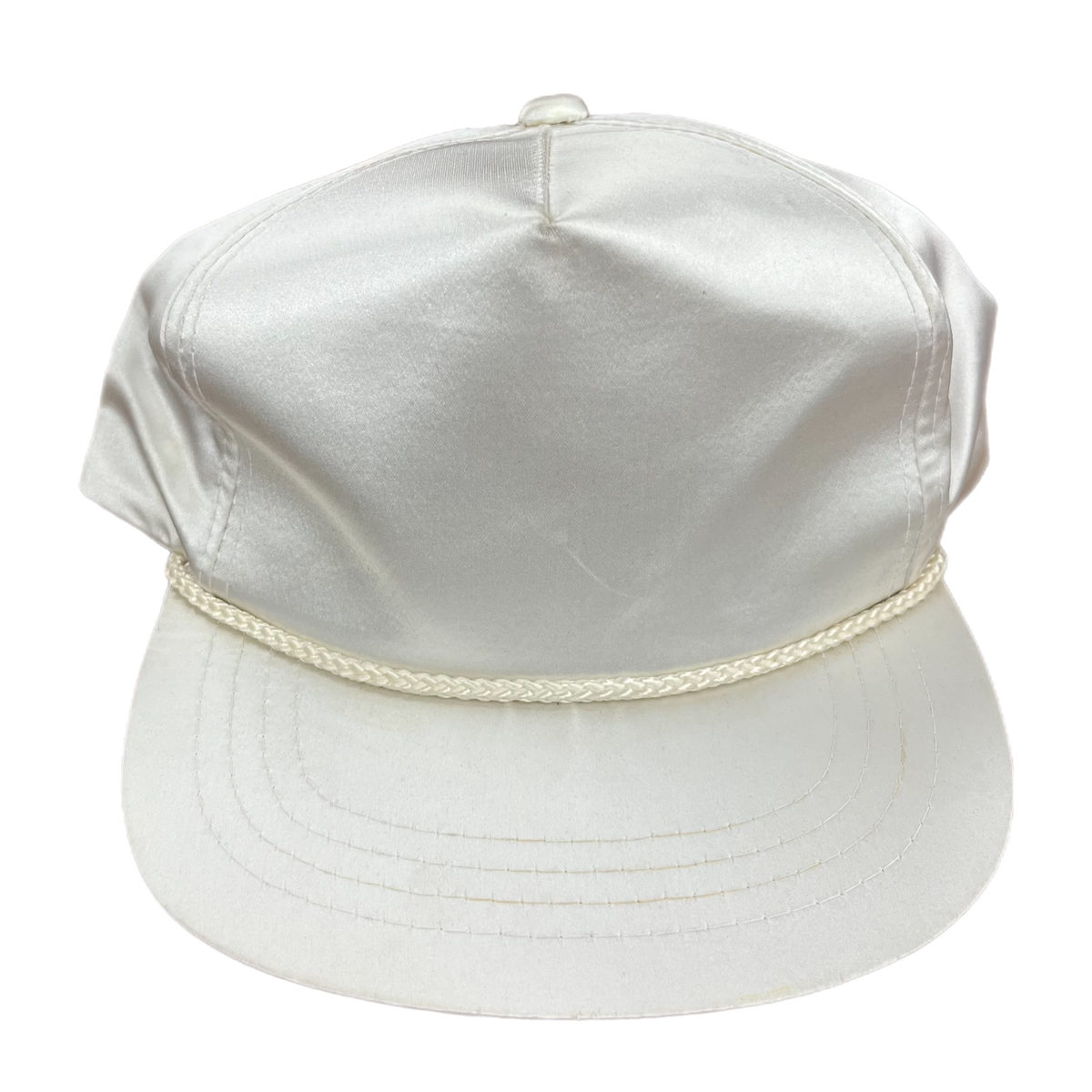 Vintage White Satin Yupoong Snap Back Hat