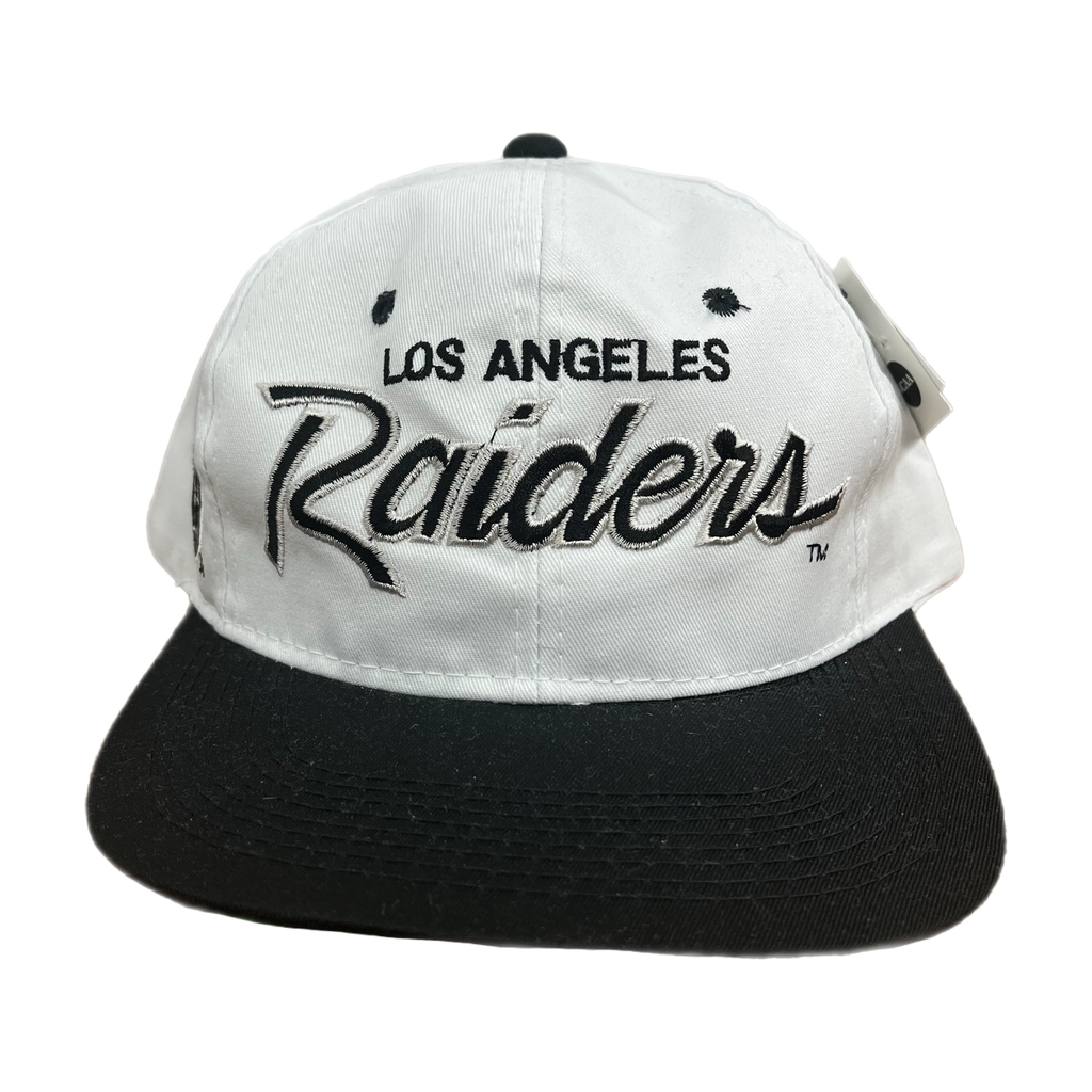 Vtg Los Angeles Raiders New Era Splashed Snapback Hat On field gear