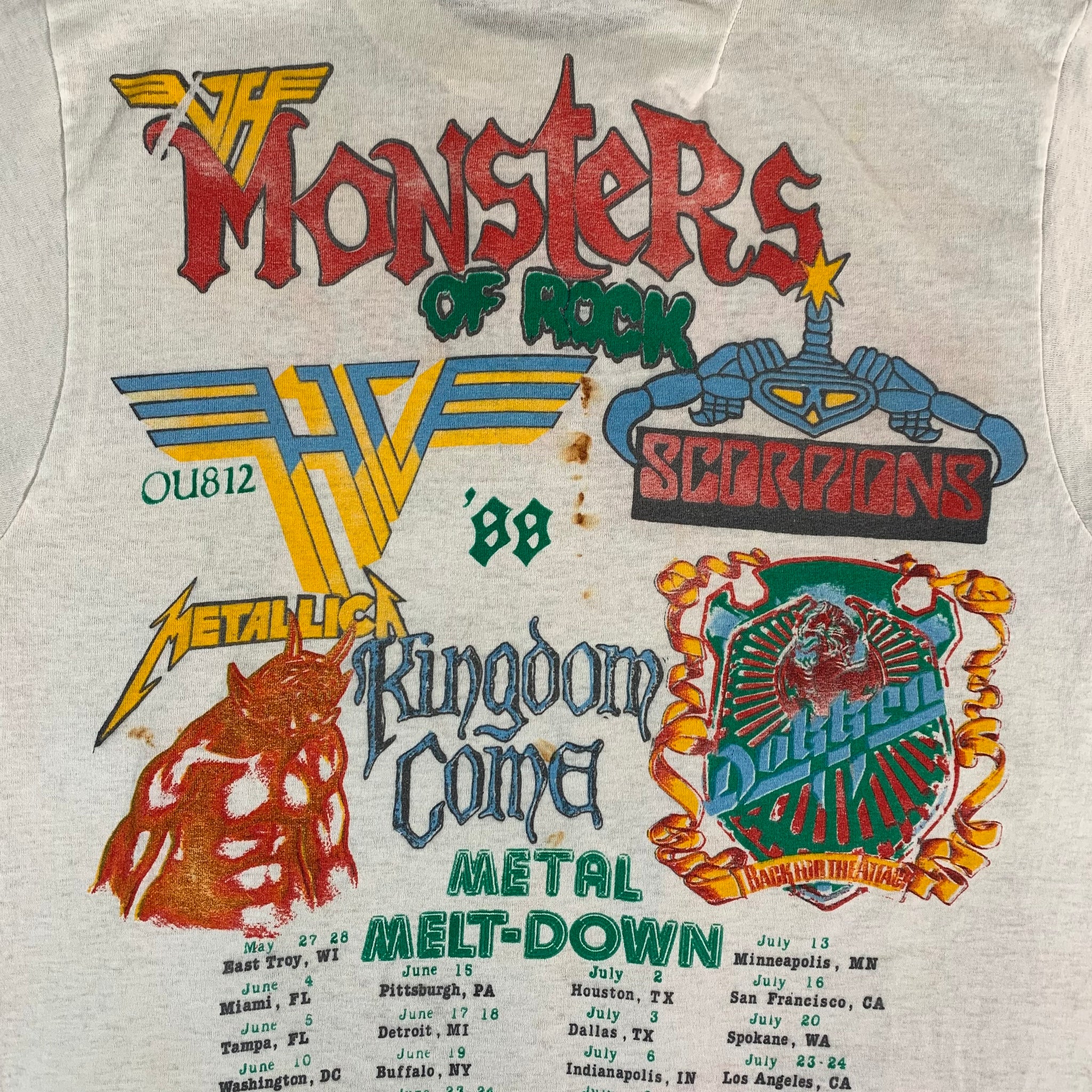 monsters of rock 1988 tour shirt Vintage Monsters Of Rock “Metal Madness '88” Parking Lot T-Shirt