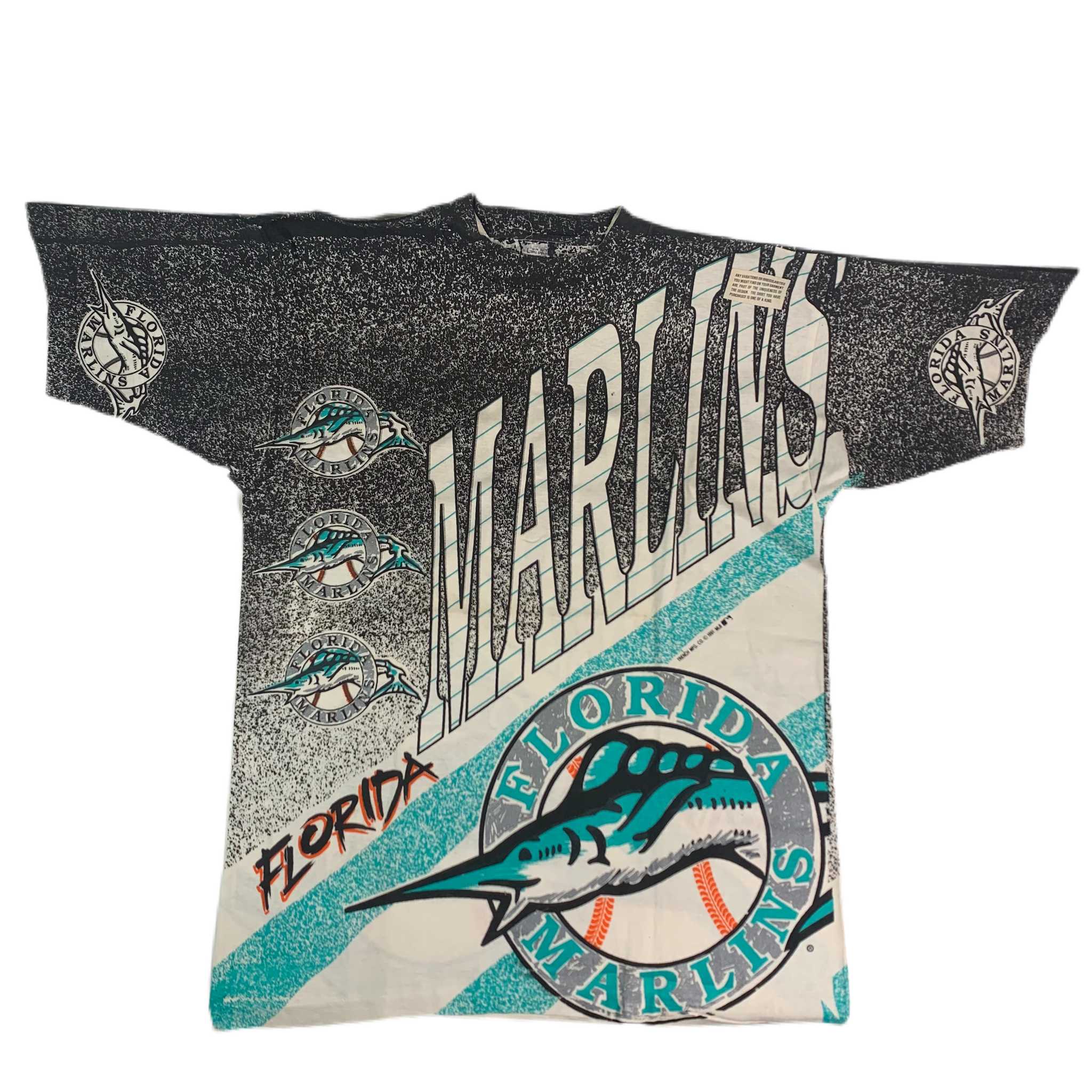 Vintage 1993 Florida Marlins MLB single stitch T-shirt. Made in the USA.  Tagged as a large