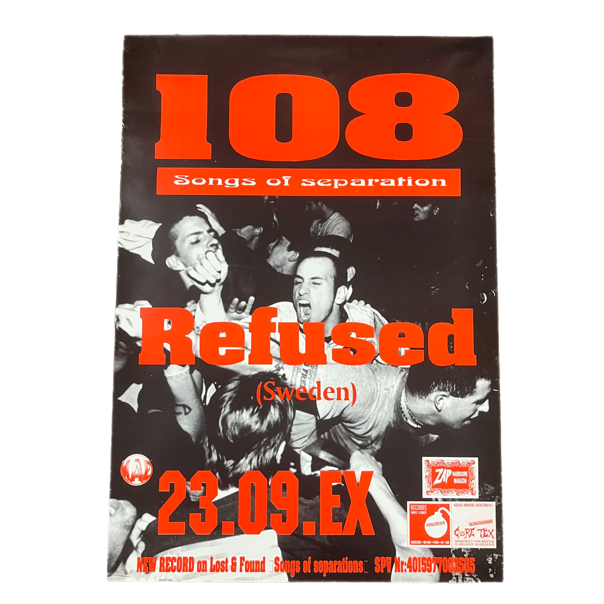 Vintage 108 &quot;Songs Of Seperation&quot; Refused ZAP Tour Poster