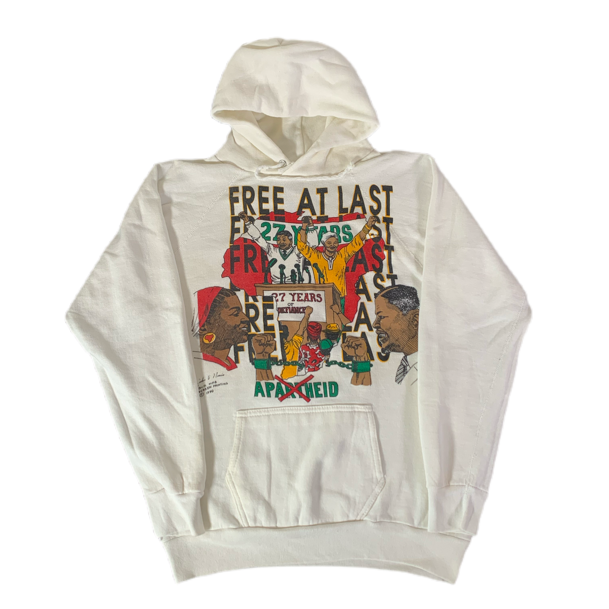 Vintage South Africa Apartheid &quot;Free At Last&quot; Hooded Sweatshirt