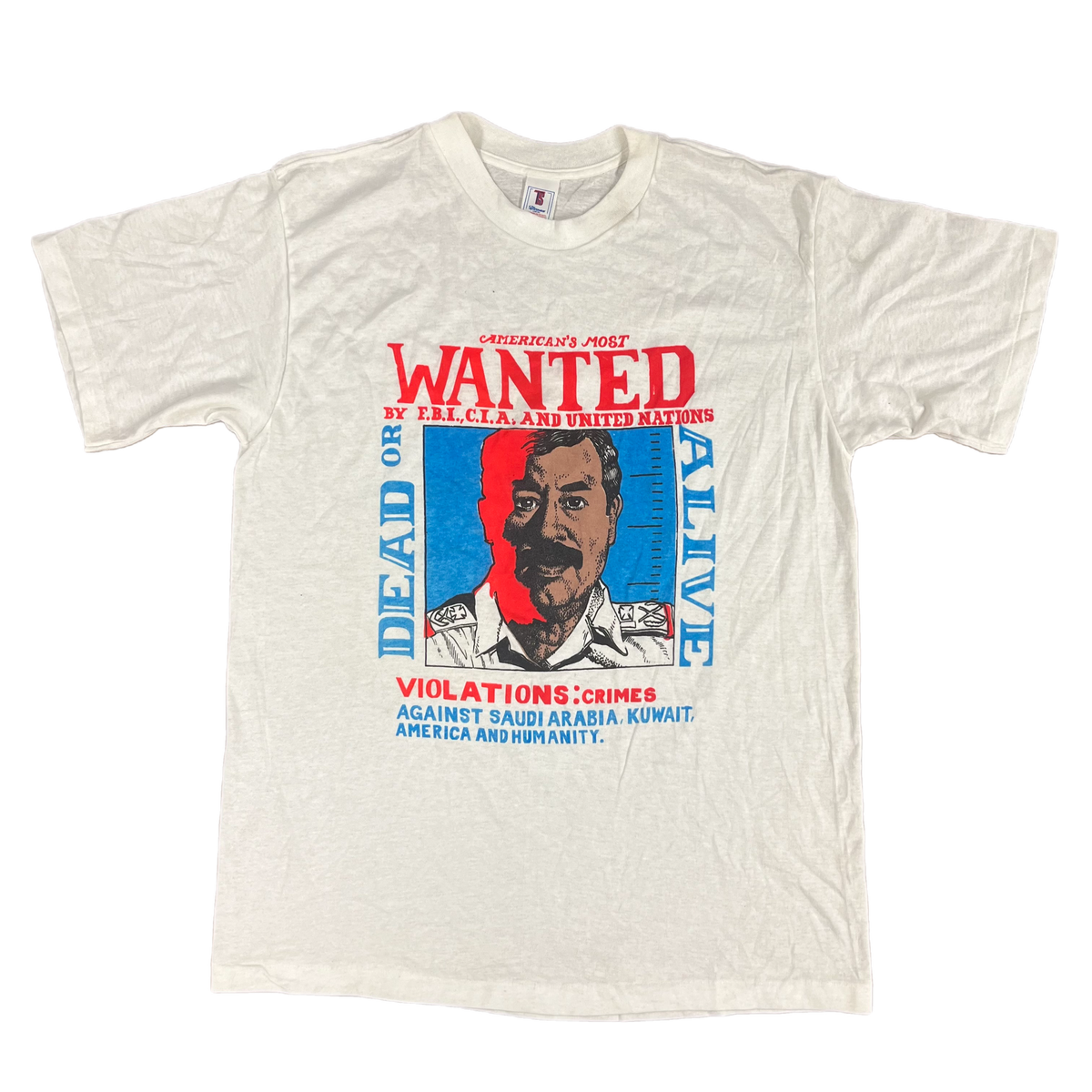 Vintage Saddam Hussein &quot;Dead Or Alive&quot; T-Shirt